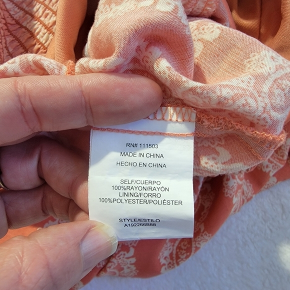 AUW Orange White Paisley Knot Front Spaghetti Strap Cropped Wide Leg Jumpsuit L - Picture 6 of 8